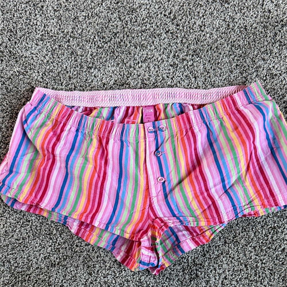 PINK Victoria's Secret Vintage Multicolor Striped Sleep Shorts